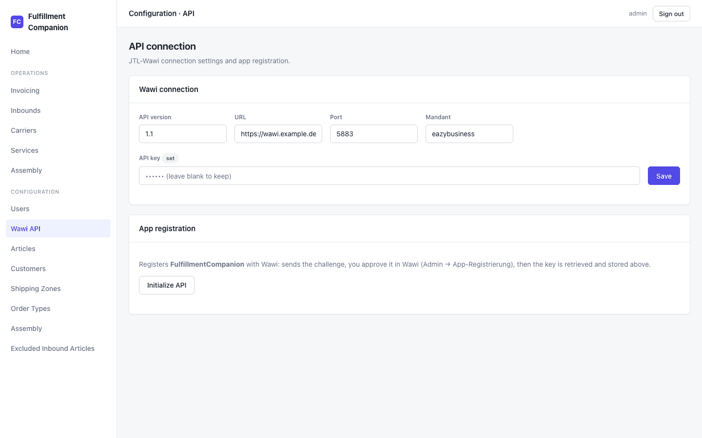 Wawi-API-Verbindung